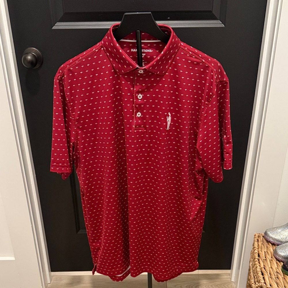 Men's Red Patterned Polo Shirt